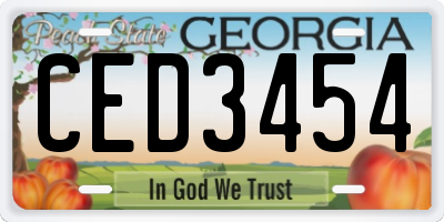 GA license plate CED3454