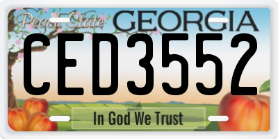 GA license plate CED3552