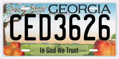 GA license plate CED3626