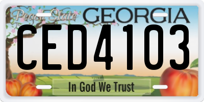 GA license plate CED4103