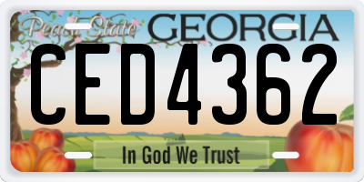 GA license plate CED4362