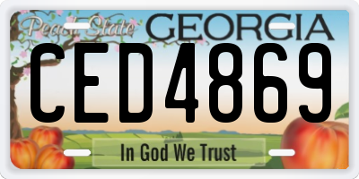GA license plate CED4869