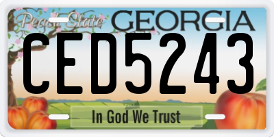 GA license plate CED5243
