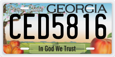 GA license plate CED5816