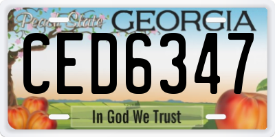 GA license plate CED6347