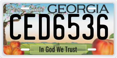 GA license plate CED6536