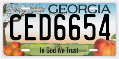 GA license plate CED6654