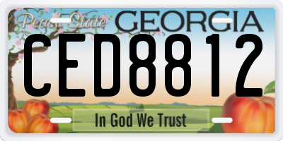 GA license plate CED8812