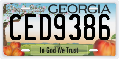 GA license plate CED9386
