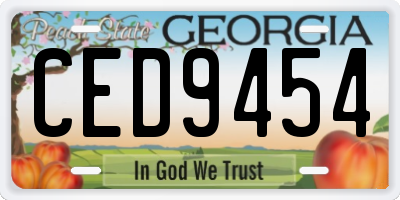 GA license plate CED9454