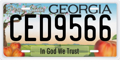 GA license plate CED9566