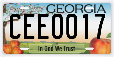 GA license plate CEE0017