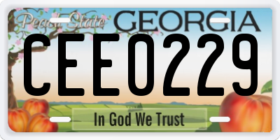 GA license plate CEE0229