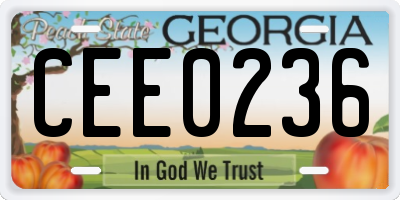 GA license plate CEE0236