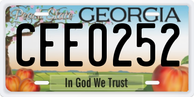 GA license plate CEE0252