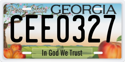 GA license plate CEE0327