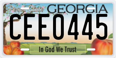 GA license plate CEE0445