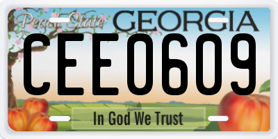 GA license plate CEE0609