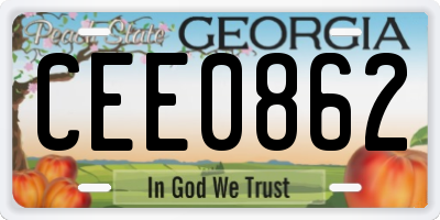 GA license plate CEE0862