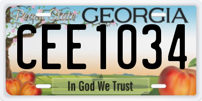 GA license plate CEE1034