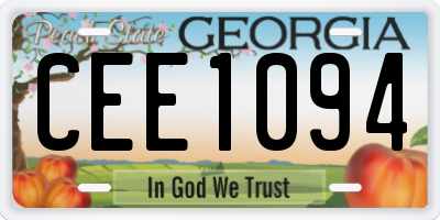 GA license plate CEE1094