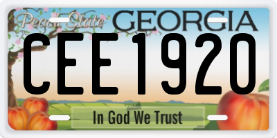 GA license plate CEE1920