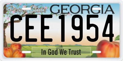 GA license plate CEE1954