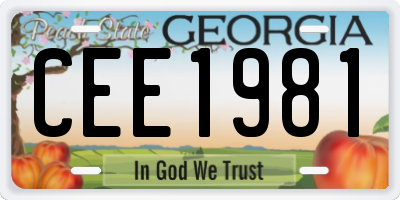 GA license plate CEE1981