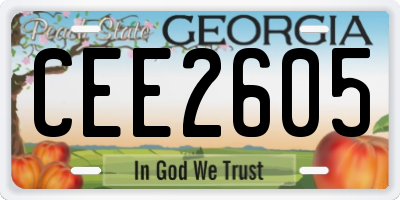 GA license plate CEE2605