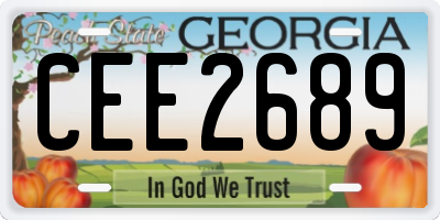 GA license plate CEE2689