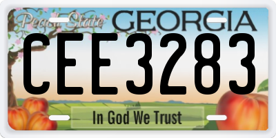 GA license plate CEE3283