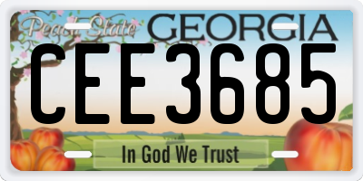 GA license plate CEE3685