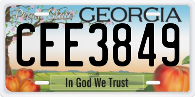 GA license plate CEE3849