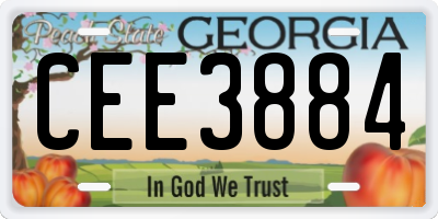 GA license plate CEE3884