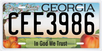 GA license plate CEE3986