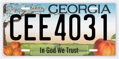GA license plate CEE4031