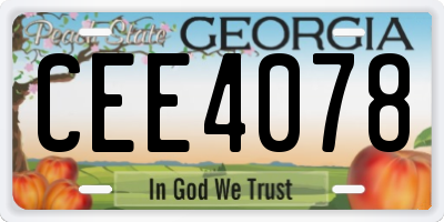GA license plate CEE4078