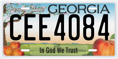 GA license plate CEE4084