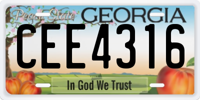 GA license plate CEE4316