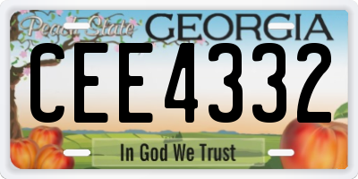 GA license plate CEE4332