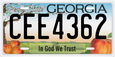 GA license plate CEE4362