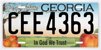 GA license plate CEE4363