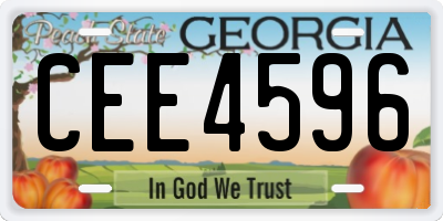 GA license plate CEE4596