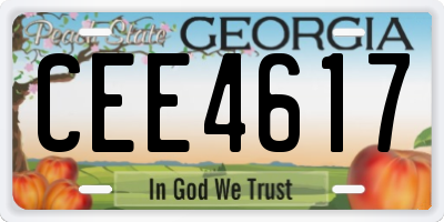 GA license plate CEE4617