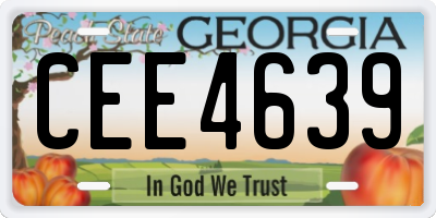 GA license plate CEE4639