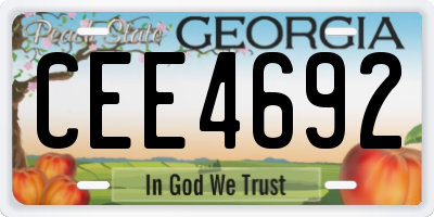 GA license plate CEE4692