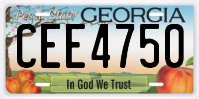 GA license plate CEE4750