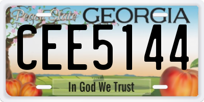 GA license plate CEE5144