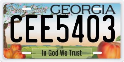 GA license plate CEE5403