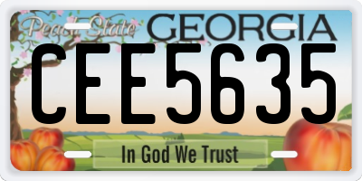 GA license plate CEE5635